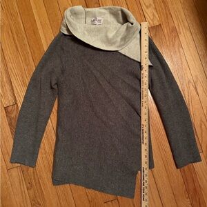 Gray Cowl Neck Sweater with Asymmetrical Design